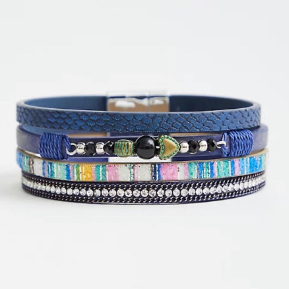 🆕 Navy Faux Snakeskin Magnetic Cuff Bracelet NWT Torrid New!